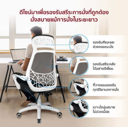เก้าอี้สำนักงาน Fennix รุ่น Jupiter Series สีขาว_5